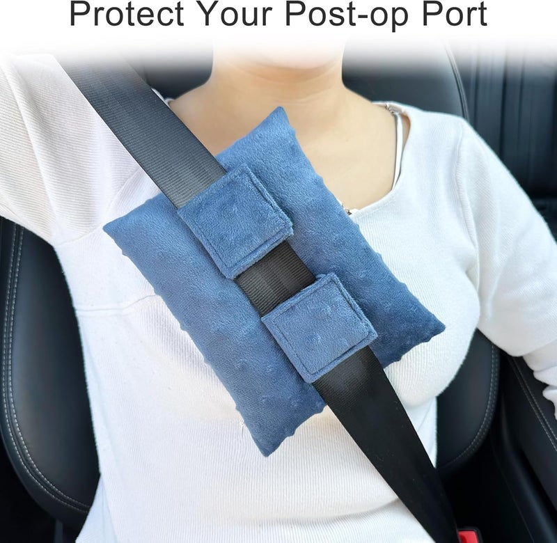 HapiPoppy Port Pillows Chemo Port Pillow for Seatbelt Chest Protector Chemo Patients Pacemaker Heart Surgery Recovery Support Cushion Gifts Women Minky Dot Denim Blue - Image 3